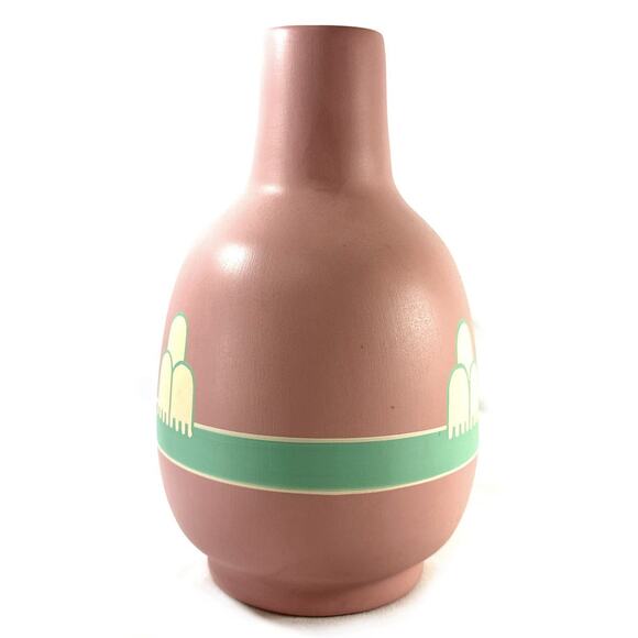 Vintage Vase Pottery South Western Native Pink Turquoise Hand Painted 12” - Picture 5 of 10